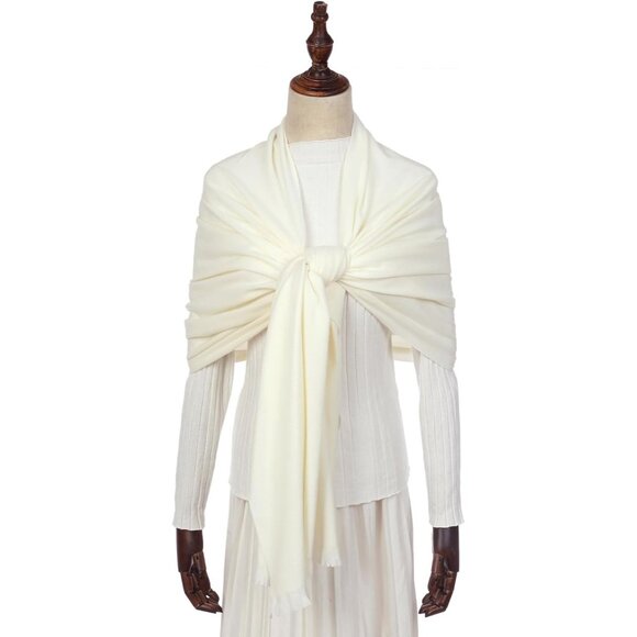🆕 Women Cream Wedding Evening Dress Pashmina Shawl Winter Foulard Femme Wraps - Picture 4 of 7